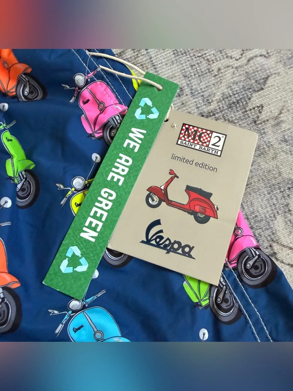 MC2 Saint Barth Men’s Vespa Swim Trunks Shorts Sz S Blue Limited Edition NEW NWT